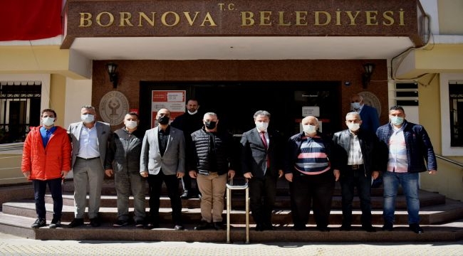 Bornova Kulüpler Birliği yöneticilerini Başkan İduğ'u ziyaret etti